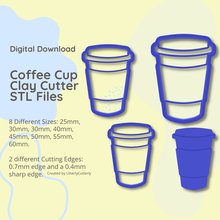 coffee cup 2 clay cutter - stl digital file download- 8 sizes versions 3d print model - Mito3D