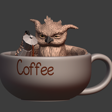 coffee owl game espresso moka morning miniature fun prop props cosplay 3d 3dprinting stl 3dmodel 3d print model - Mito3D