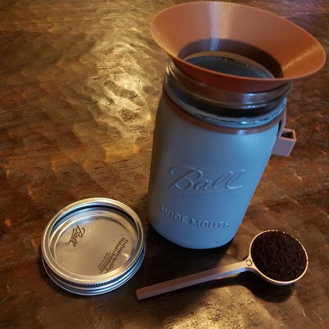 Kaffee-Messlöffel-Messlöffel-Halter-Trichter mason jar home tamper espresso knock-box latte portafilter Löffel 3D print model - Mito3D