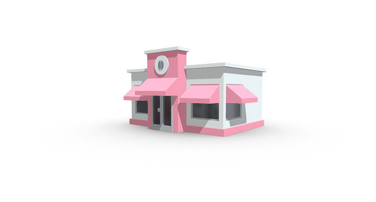 coffee shop city city-assets game game-assets toy-art places city-props cityscene architecture poly building house home toy houses apartment bar store 3d print model - Mito3D