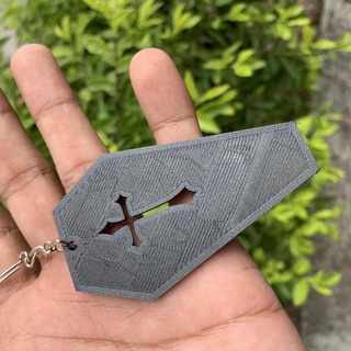 coffin cross key ring keychain halloween 3d print model - Mito3D