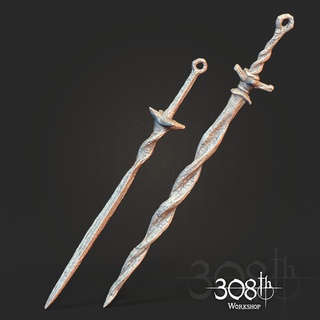 enroulé épée espadon sombre âmes main bague sang jeux vidéos hache cosplay 3d print model - Mito3D