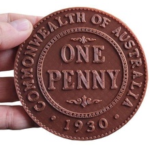 coin coaster australian penny 1930 3d print model - Mito3D
