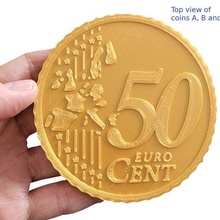 madeni para bardak altlığı euro 50 sent 3d print model - Mito3D