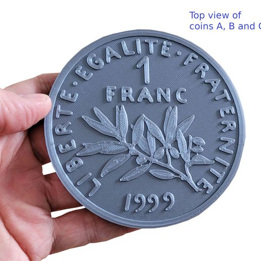 coin coaster franc 1 3D print model - Mito3D