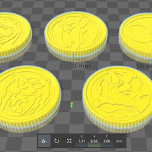 coin mighty morphin various power ranger network blue yellow pink black coins 3d print model - Mito3D