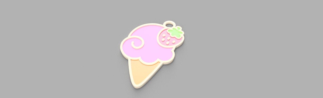 colgante helado frutilla colgante dulces helado colgante comida dulce kawaii 3D print model - Mito3D
