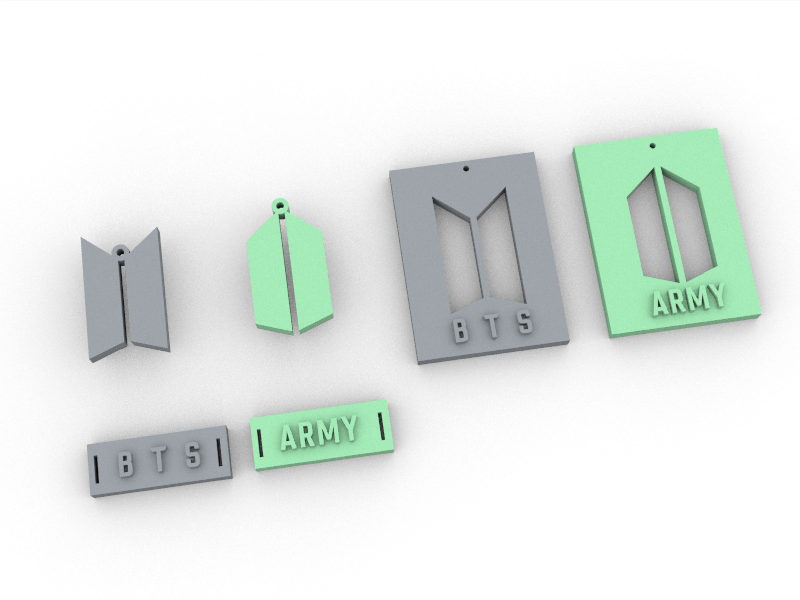 colgantes bts esercito orecchini 3D print model - Mito3D