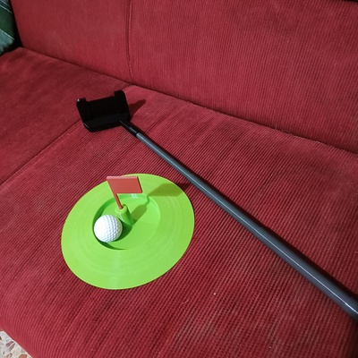 collapsable golf putter - collapsible gadget minigolf office green sword club playable 3d print model - Mito3D