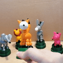 collapsing animal toys animals moving kids spring fox lion elephant donkey simple 3d print model - Mito3D