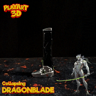 colapsando Espada dragón genji Supervisión fácil impresión apoya katana espada hanzo cosplay 3d print model - Mito3D