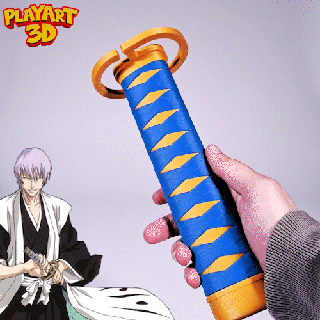 collapsing katana - gin ichimaru bleach print place + assembly version supports Art ichigo bankai tensa zangetsu anime cosplay sword play toy 3d print model - Mito3D