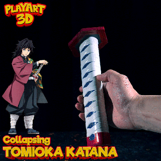 çökme Katana giyu tomioka iblis avcısı Yazdır yer + montaj versiyon Su Hashira sütun kılıç avcı Oyna anime Kimetsu Yaiba 3d print model - Mito3D