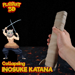 colapso katana Inosuke demônio assassino impressão colocar + montagem versão arte enosuke fera tanjiro Nezuko Zenitsu espada 3d print model - Mito3D