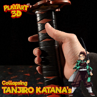 collapsing katana - tanjiro demonslayer easy print supports sword demon hunter play anime 3d print model - Mito3D