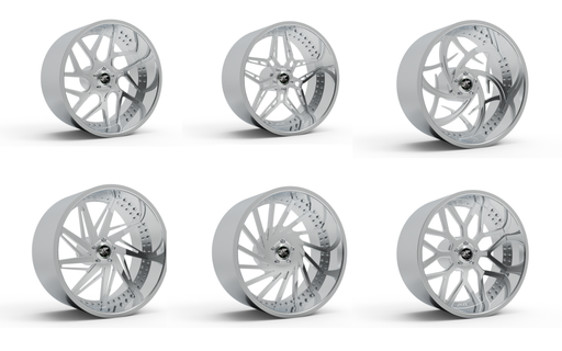 coleção 6 Paz forjado rodas carro roda borda pneu torota jipe 3d print model - Mito3D