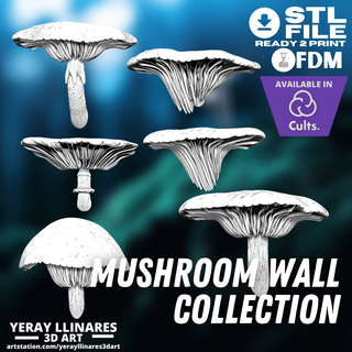 collection decorative mushrooms wall decoration forest feerico fairies hang 3d print model - Mito3D