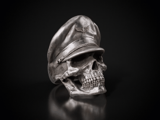 colonel skull ring 3d printable stl police officer biker jewelry goth gothic emo punk pirate fashion 3d print model - Mito3D