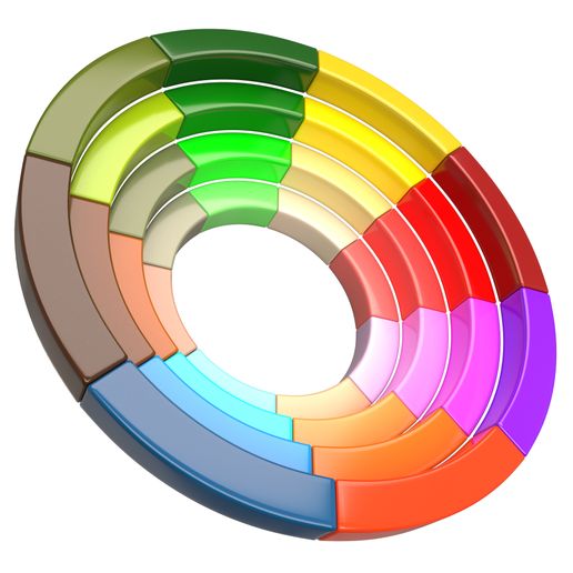 Couleur roue outil cercle icône coloré pente multicolore symbole peindre palette modèle bague moderne art réaliste 3dmodel max vray 3ds 3D print model - Mito3D