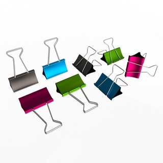 colored binder clips 3dsmax 3dmodel clip paper big sheets office note paperclip file tool stationary accessory document school 3d print model - Mito3D