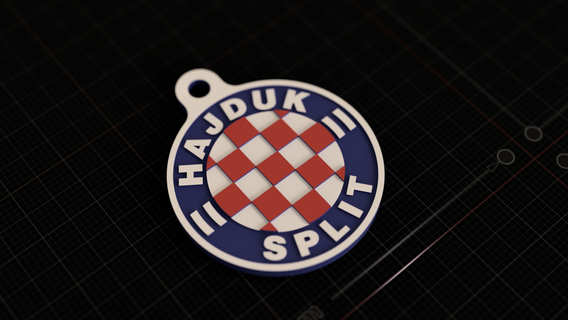 colored hajduk keychain croatia football nogomet sports 3d print model - Mito3D