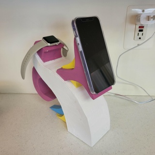 renkli kıvrımlı magsafe izlemek şarj cihazı kombo iphone Kulp destek ayakta durmak binmek manyetik Doluyor yanında mod rıhtım temel akıllı telefon 3d print model - Mito3D