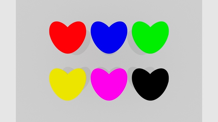 coloré cœurs 3d modèles atout 3dmodel modèle 3dmodeling modélisation autodesk maya objet 3dobject conception designer graphique cœur emoji couleur couleurs 3d print model - Mito3D