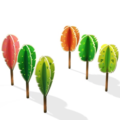 vistoso arboles árbol dibujos animados preescolar niño juguete 3d modelo parque bosque campo 3d print model - Mito3D