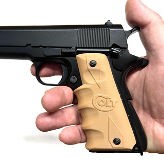 colt 1911 wrap around ergo grip - logo pistol grips 3d print model - Mito3D