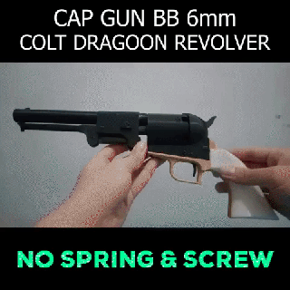 colt dragoon revolver cap gun bb 6mm fully functional scale 1 pistol toy weapon handgun airsoftgun fun art military history bullet 3d print model - Mito3D