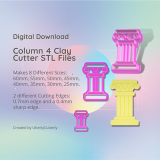 column 4 clay cutter - ancient greek roman stl digital file download- 8 sizes 2 versions Jewelry earring polymer geometric embossed hexagon utterlycutterly utterly cutterly cookie fondant organic shape indie fashion 3d print model - Mito3D