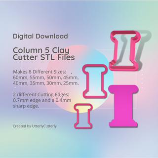column 5 clay cutter - ancient greek roman stl digital file download- 8 sizes 2 versions Jewelry earring polymer geometric embossed hexagon utterlycutterly utterly cutterly cookie fondant organic shape indie fashion 3d print model - Mito3D