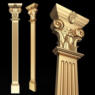 colonne Capitale 0603 corinthien baroque roccoco classique marbre b3d 1d antique 3dmodel cnc stl plâtre moulage décoration sculpture 3d print model - Mito3D
