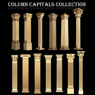 colonna capitali collezione corinzio capitale barocco roccoco classico marmo b3d 1d antico 3dmodel cnc stl gesso modanatura decorazione intaglio 3d print model - Mito3D