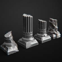 column destroyed game terrain tiles jannie d&d tabletop boardgame dungeons dragons 3d print model - Mito3D