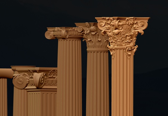 columna griego romano arquitectura clásico columnas decoración colección 3d modelo arquitectónico tallado mueble ornamento antiguo pilar pared arte decorativo cnc 3d print model - Mito3D