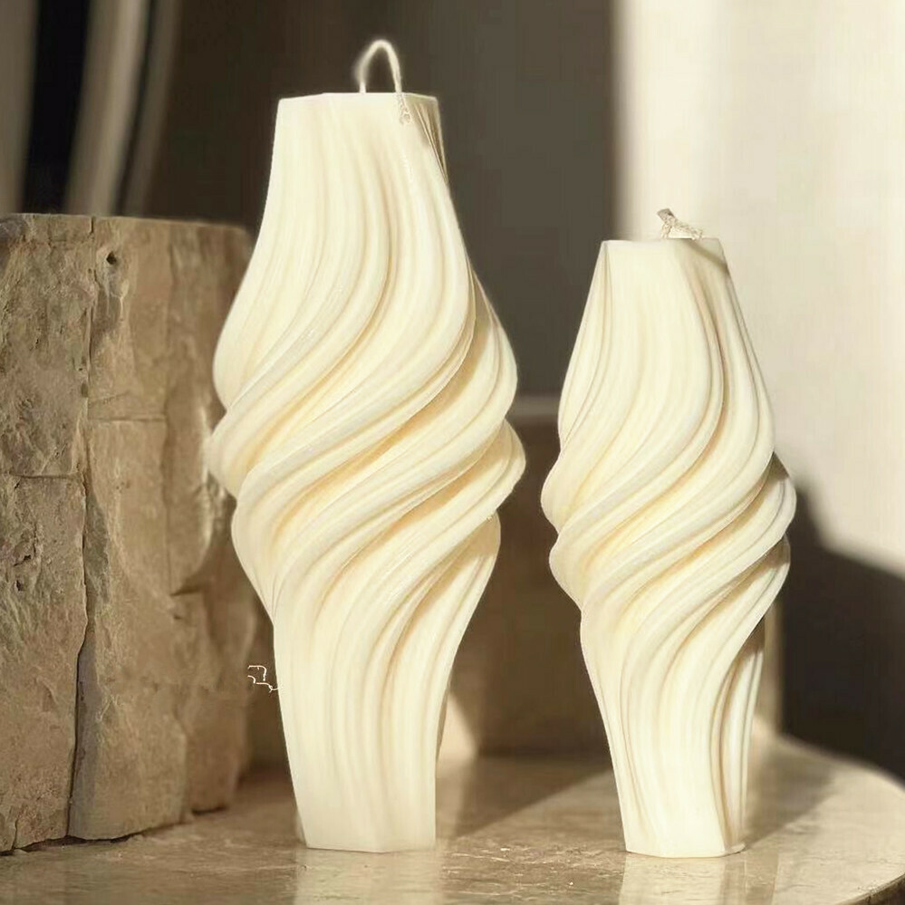 colonne tournant bougie vague romain pilier tourbillon silicone moules tournoiement effiler spirale bougies moule géométrique cylindrique ondulé décor Accueil maison 3D print model - Mito3D