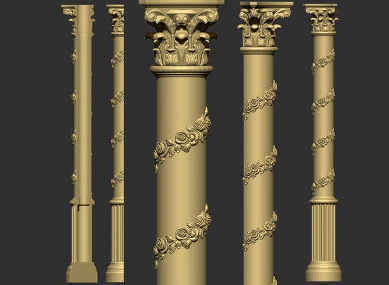 colunas clássico decoração 1 of coleção 90 peças 3d modelo arquitetônico esculpido mobília enfeite antigo pilar romano antiguidade parede grego arte decorativo cnc 3d print model - Mito3D