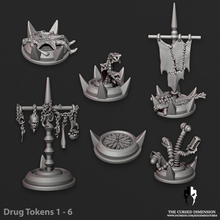 combat drug tokens talos collector darkeldar eldar wrack warhammer 40k grotesque drukhari gruesome barbarian conan dnd cultist warriors female sexy strong drugs combatdrugs wyches witches 3d print model - Mito3D