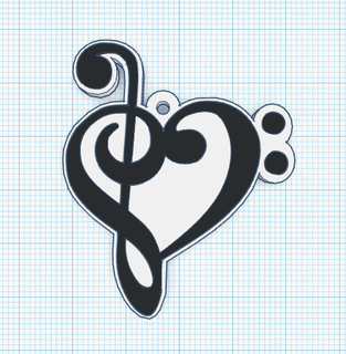 combined treble bass clef heart keychain Various key sun fa music 3d print model - Mito3D