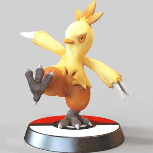 combusken ventilador arte pok seg estatueta pokemon 3D print model - Mito3D