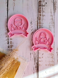 communion cookie cutters boy girl - Home set cookies cutter religion fondant ceramics kitchen art 3d print model - Mito3D