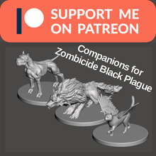 compagnons zombicide noir peste noire chat chien ailé Loup jouet 3d print model - Mito3D