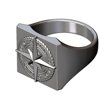 compass ornament square ring us size 7to13 3d print model north south east west direction navigation silver printable jewelry fashion jewellery gold signet sterling statement chunky rings 3d print model - Mito3D