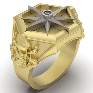 bússola anel prata ouro joalheria imprimível 3d modelo tendência moda Projeto zbrush tigre 3d print model - Mito3D