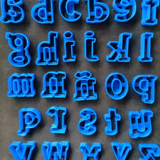 tam alfabe çerez kesici, küçük harf aracı ufacık kısa crackers kesme tamamlayın kurabiye kesici daha düşük durumda 3D print model - Mito3D