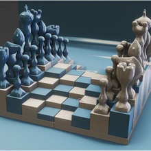 completo xadrez conjunto jogos peças borda 3d print model - Mito3D