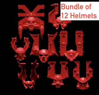 complete set bundle 11 exalted & 1 dp helmets world eaters helmet war hammer chaos space marines demon prince 8 bound 3d print model - Mito3D