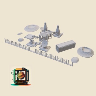 completare spazio base gioco guerra lunare Luna militare miniatura miniature marino industriale metallo tubo barricata 3d print model - Mito3D
