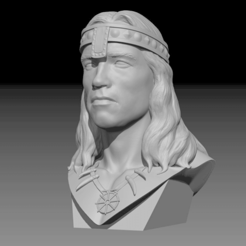 conan barbarian art bust arnold schwarzenegger 3D print model - Mito3D